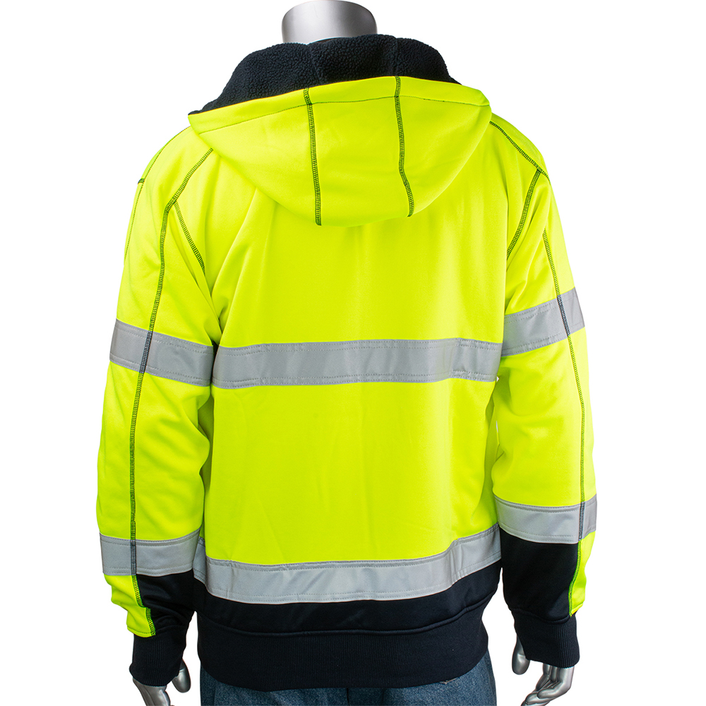 PIP Bisley ANSI Type R Class 3 Full Zip Hooded Sweatshirt with Sherpa Lining from GME Supply